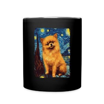 Zwergspitz Starry Night - Tasse einfarbig - Schwarz - Vorne