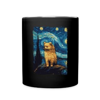 Zwergspitz Starry Night - Tasse einfarbig - Schwarz - Vorne