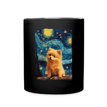 Zwergspitz Starry Night - Tasse einfarbig - Schwarz - Vorne
