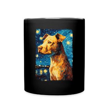 Pitbull Dog Starry Night - Full Colour Mug - black - Front