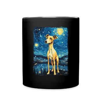 Lévrier italien Nuit étoilée - Mug uni - noir - Devant