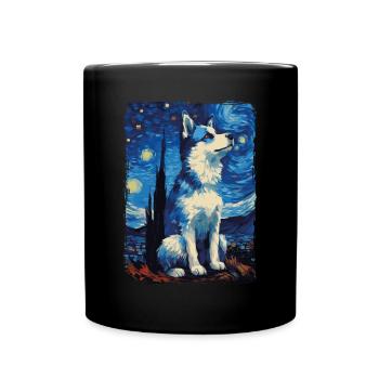 Husky Starry Night - Full Colour Mug - black - Front