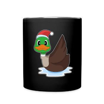 Canard Noël père Noël chapeau - Mug uni - noir - Devant