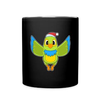 Parrot Christmas Santa Hat - Full Colour Mug - black - Front