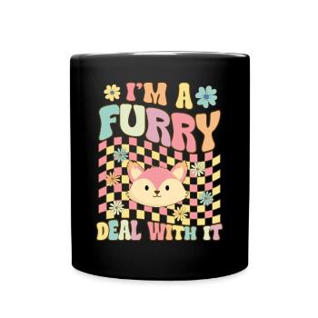 Groovy Furry Fandom Fursuit Fox - Mug uni - noir - Devant