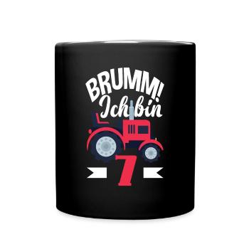 7. Geburtstag Traktor 7 Jahre Geburtstagsshirt - Tasse einfarbig - Schwarz - Vorne