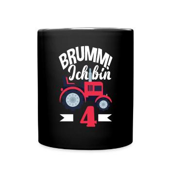 4. Geburtstag Traktor 4 Jahre Geburtstagsshirt - Tasse einfarbig - Schwarz - Vorne