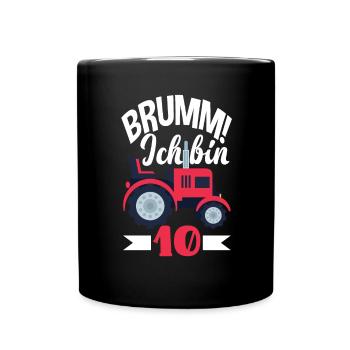 10. Geburtstag Traktor 10 Jahre Geburtstagsshirt - Tasse einfarbig - Schwarz - Vorne