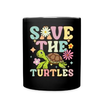 Groovy Meeresschildkröte - Tasse einfarbig - Schwarz - Vorne