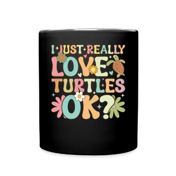 Groovy Meeresschildkröte - Tasse einfarbig - Schwarz - Vorne