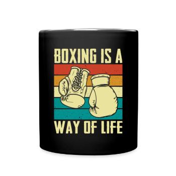 Boxen ist eine Lebenseinstellung - Tasse einfarbig - Schwarz - Vorne