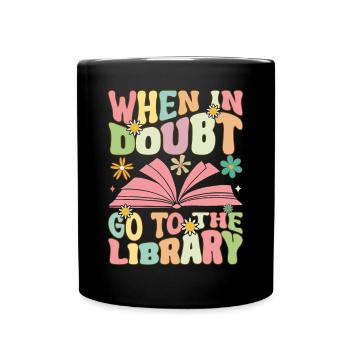 Groovy Book Reader Librarian - Full Colour Mug - black - Front