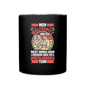 Wolfsspitz ist unschlagbar Deutscher Wolfsspitz - Tasse einfarbig - Schwarz - Vorne