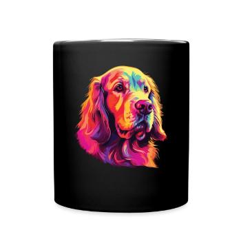 Watercolor Colorful Clumber Spaniel - Full Colour Mug - black - Front