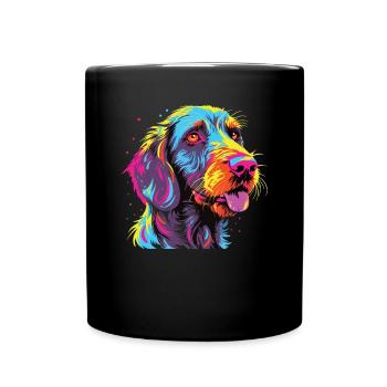 Watercolors Colorful German Wirehair - Full Colour Mug - black - Front