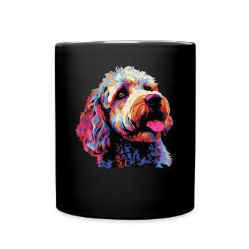 Wasserfarben Farbenfroher Lagotto Romagnolo - Tasse einfarbig - Schwarz - Vorne