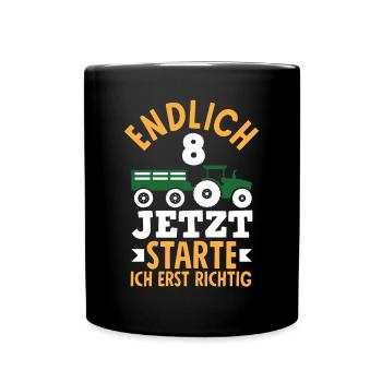 8e anniversaire tracteur 8 ans chemise d’anniversaire - Mug uni - noir - Devant