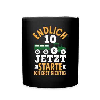 10e anniversaire tracteur 10 ans anniversaire chemise - Mug uni - noir - Devant