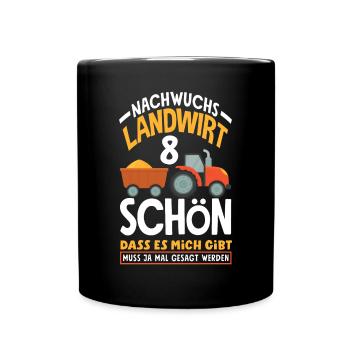 8. Geburtstag Traktor Nachwuchs Landwirt 8 Jahre - Tasse einfarbig - Schwarz - Vorne
