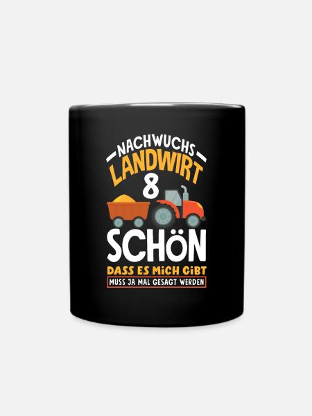 8. Geburtstag Traktor Nachwuchs Landwirt 8 Jahre - Tasse einfarbig - Schwarz