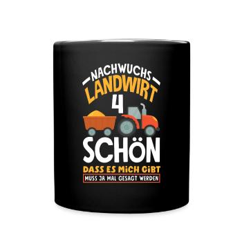4. Geburtstag Traktor Nachwuchs Landwirt 4 Jahre - Tasse einfarbig - Schwarz - Vorne