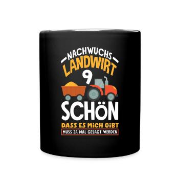 9. Geburtstag Traktor Nachwuchs Landwirt 9 Jahre - Tasse einfarbig - Schwarz - Vorne