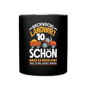 10. Geburtstag Traktor Nachwuchs Landwirt 10 Jahre - Tasse einfarbig - Schwarz - Vorne
