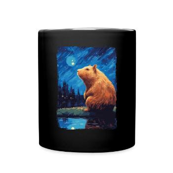 Capybara Starry Night - Full Colour Mug - black - Front