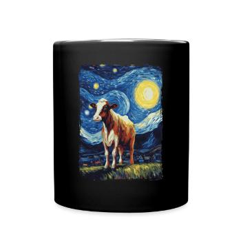 Cow Starry Night - Full Colour Mug - black - Front
