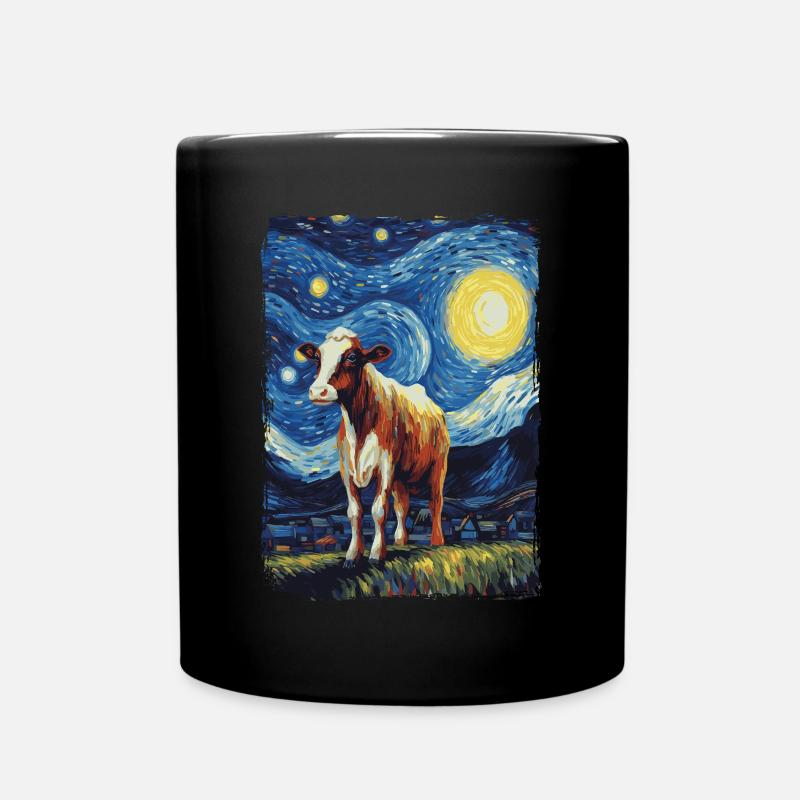 Kuh Starry Night - Tasse einfarbig - Schwarz
