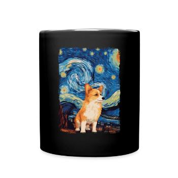 Corgi Starry Night - Full Colour Mug - black - Front