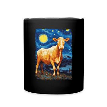 Cow Starry Night - Full Colour Mug - black - Front