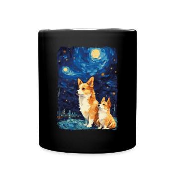 Corgi Starry Night - Full Colour Mug - black - Front