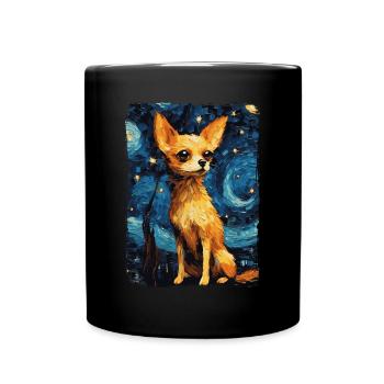 Chihuahua Starry Night - Tasse einfarbig - Schwarz - Vorne