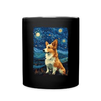 Corgi Starry Night - Full Colour Mug - black - Front