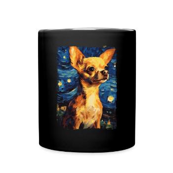 Chihuahua Starry Night - Tasse einfarbig - Schwarz - Vorne