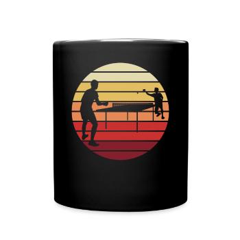 Tischtennis Sonnenuntergang Match Geschenk - Tasse einfarbig - Schwarz - Vorne