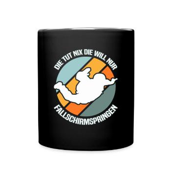 Fallschirmspringen Fallschirmspringer - Tasse einfarbig - Schwarz - Vorne