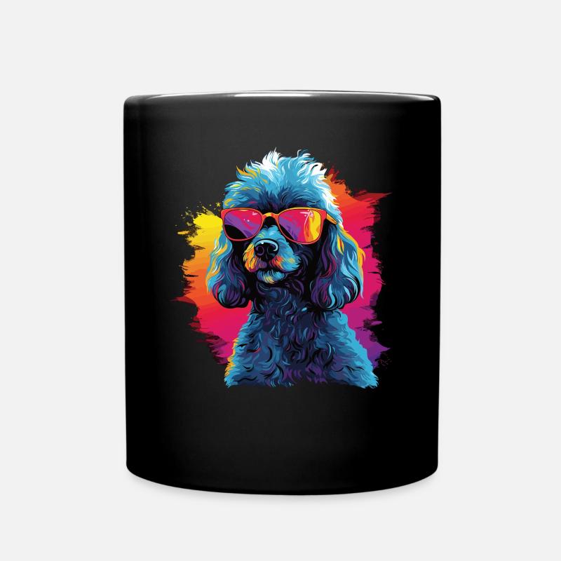 Wasserfarben Farbenfroher Pudel - Tasse einfarbig - Schwarz