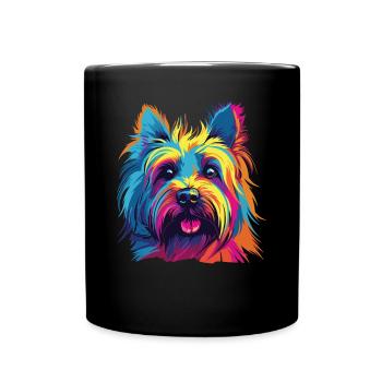 Wasserfarben Farbenfroher Skye Terrier - Tasse einfarbig - Schwarz - Vorne