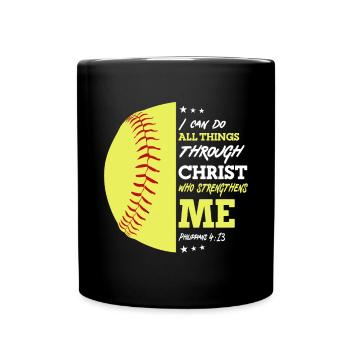 Je peux tout faire grâce à la balle molle du Christ - Mug uni - noir - Devant