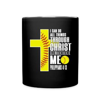 Je peux tout faire grâce à la balle molle du Christ - Mug uni - noir - Devant