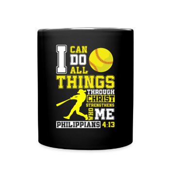 Je peux tout faire grâce à la balle molle du Christ - Mug uni - noir - Devant