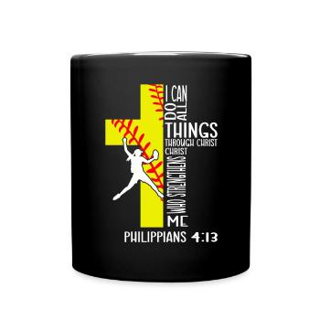 Je peux tout faire grâce à la balle molle du Christ - Mug uni - noir - Devant
