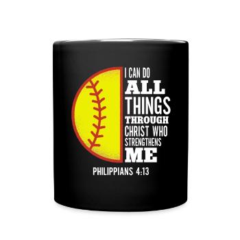 Je peux tout faire grâce à la balle molle du Christ - Mug uni - noir - Devant