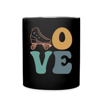 LOVE Rollschuhlaufen Skater Skate Rollschuhe - Tasse einfarbig - Schwarz - Vorne