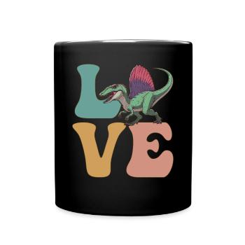 LIEBE Spinosaurus Dinosaurier - Tasse einfarbig - Schwarz - Vorne