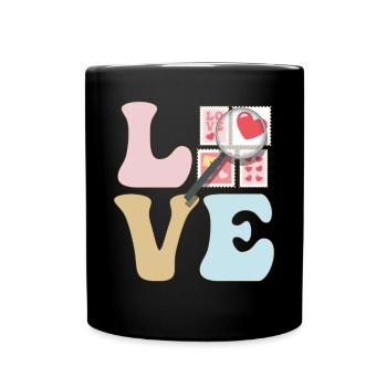 LOVE Stamp Collector Stamp Collecting - Full Colour Mug - black - Front