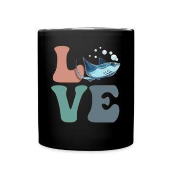 LIEBE Stachelrochen Mantarochen - Tasse einfarbig - Schwarz - Vorne