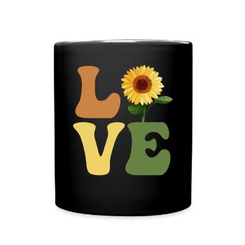 LOVE Sunflower Garden Gardening - Full Colour Mug - black - Front